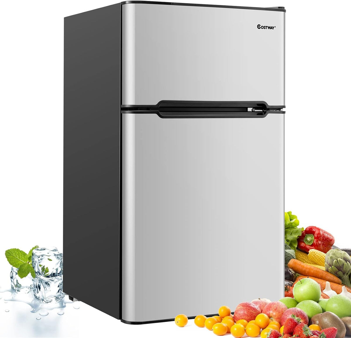 FANTASK 90 l vriezer met 27 l vriesvak, koel-vriescombinatie koelkast, mini-staande koelkast (grijs) [energieklasse E] - QUORE