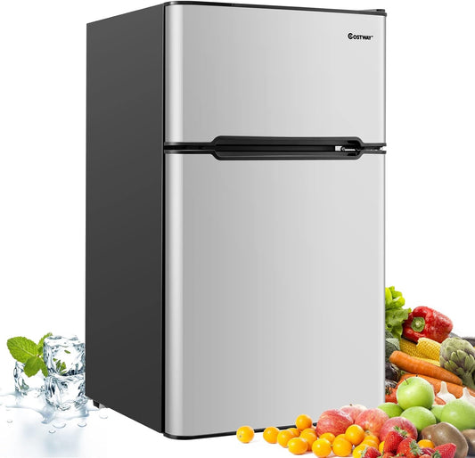 FANTASK 90 l vriezer met 27 l vriesvak, koel-vriescombinatie koelkast, mini-staande koelkast (grijs) [energieklasse E] - QUORE
