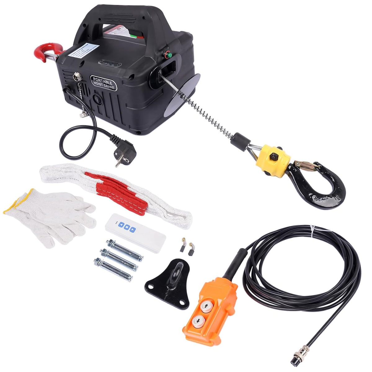 3-in-1 elektrische lier 1500 W, 500 kg draagbare elektrische lift met verbeterde infrarood eindschakelaar, verticaal en horizontaal tillen 120 m afstandsbediening Hopzty