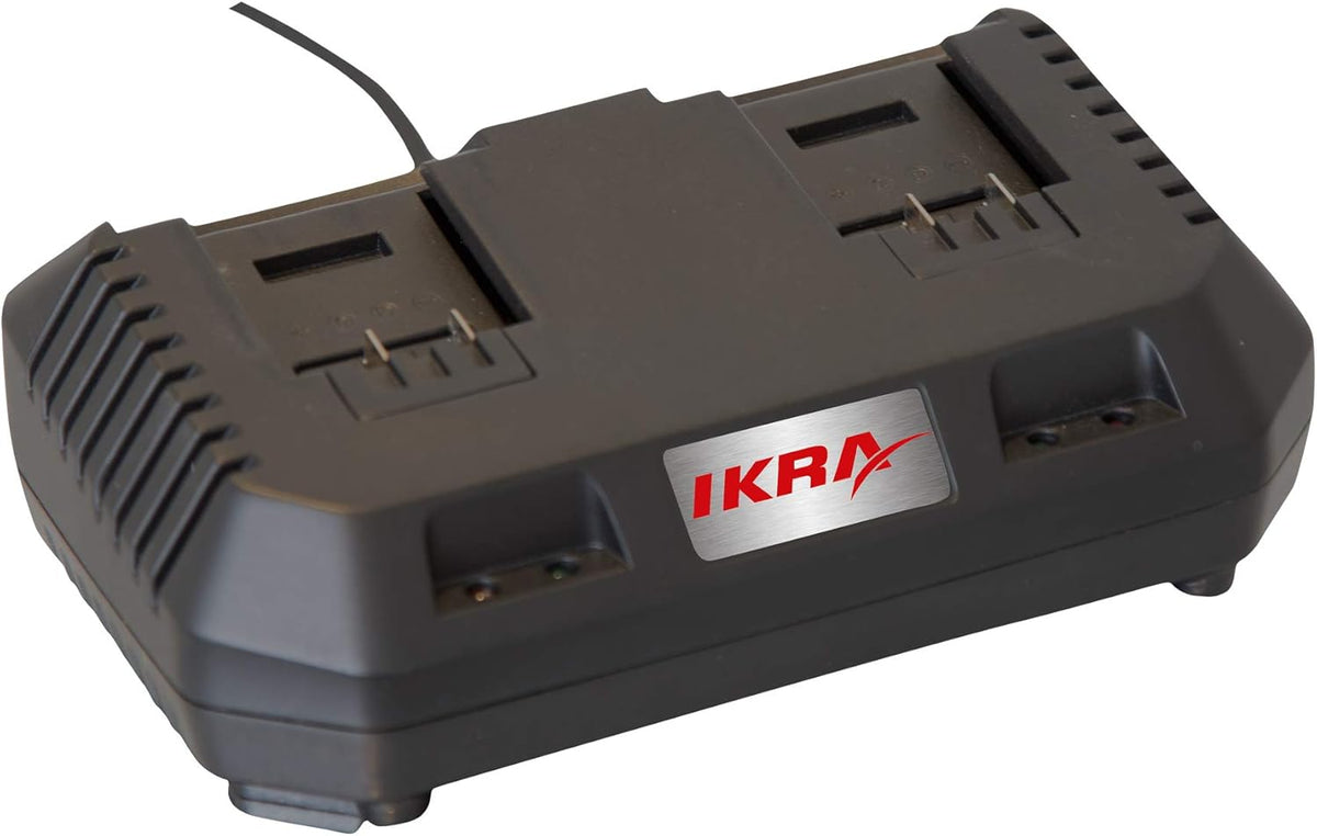 IKRA Accu Grasmaaier Mulchmaaier ICM 2/2037 incl. 2x accu & dubbele snellader, incl. reserve mes