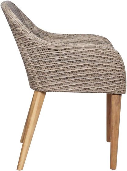 Tidyard garden chair with cushions 2 pieces, chair size: 56 × 60 × 82 cm (W × D × H), removable, washable cushion covers poly rattan brown - QUORE