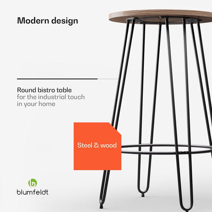 blumfeldt Bartafel, statafel voor keuken, massief houten tafel 120 x 60 cm, stabiele bistro & bar, rechthoek, kleine houten bartafel, hoge tafel, eenvoudig te monteren, robuuste eettafel, klein