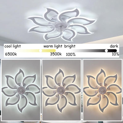 Grote verstelbare led-plafondventilator met modern omkeerbaar licht en stille afstandsbediening, 6 snelheden, wit