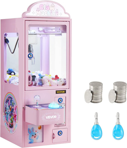 VEVOR Klauwmachine voor meetspellen, 30 W, met licht- en geluidseffecten, stalen klauwmodus, compatibel met pluche dieren van 40 tot 80 mm, ideaal voor thuisbioscopen en games, roze