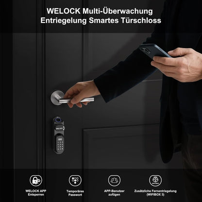 Slim Deurslot – Elektronisch Deurslot – Vingerafdrukslot – RFID Deurslot – Digitale Cilinder – 6-in-1 Ontgrendeling – Eenvoudige Installatie voor 50-90 mm Deurdikte