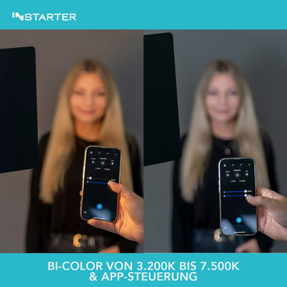 LED videolamp – LED panel – Studiolamp – Cameralamp – Videolicht – 60W Bi-Color 3200K-7500K – Dimbaar 1-100% Met App Bediening En 360° Draaibaar
