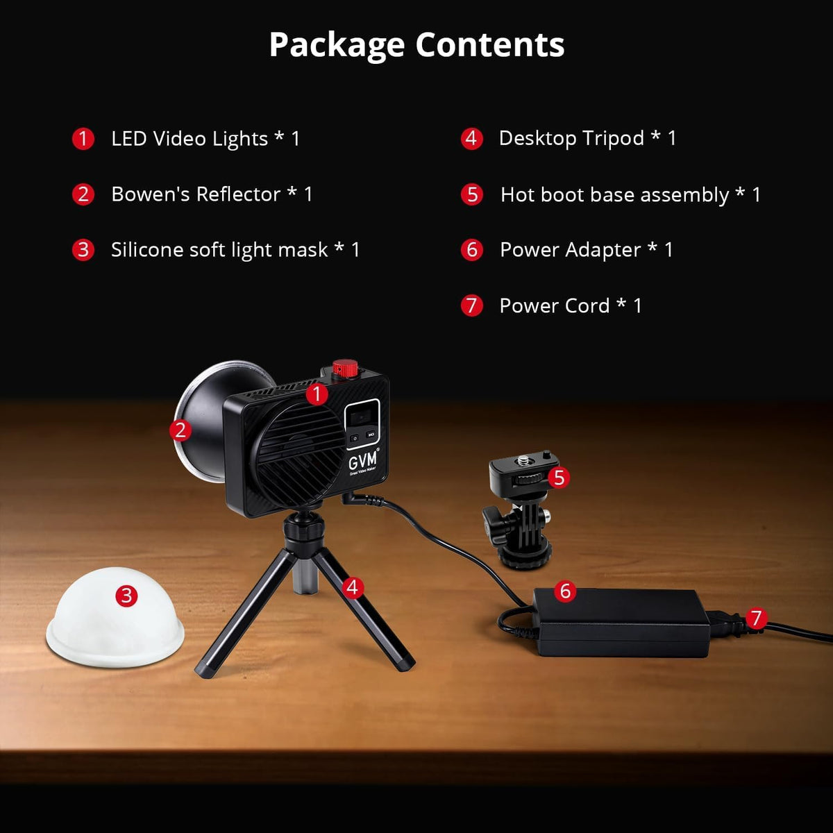 GVM Led-videolicht, 100 W, 2700 K ~ 6800 K, COB-camealicht, continu licht, fotolicht, 18500 lux @1 m studiolicht met reflector, 12 scènes fotografie-licht voor studio, fotografie, video-opnames, USB