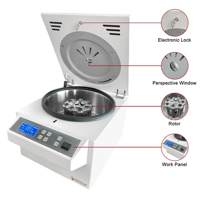 Lage-Snelheid Centrifuge – Tafelcentrifuge – Digitale Centrifuge – Laboratoriumcentrifuge – Labcentrifuge – 220V/60Hz – 8 x 15 ml Hoekrotor – 10 Snelheidsniveaus, 4000 RPM, 2400 x g