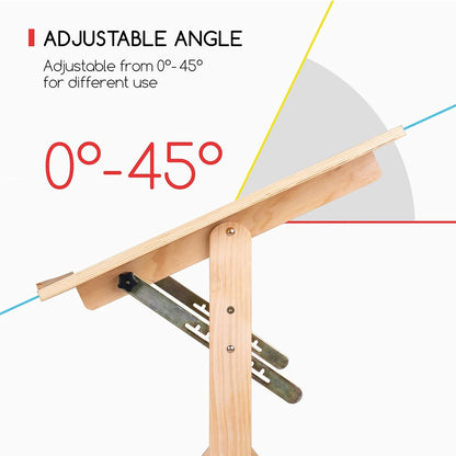 MEEDEN Massief Houten Tekentafel, Tekenbureau voor Kunstenaars, Schrijfbureau Studiobureau, Art Craft Tafel met Verstelbare Hoogte en Kantelbaar Tafelblad voor Kunstwerken, Grafisch Ontwerp, Lezen