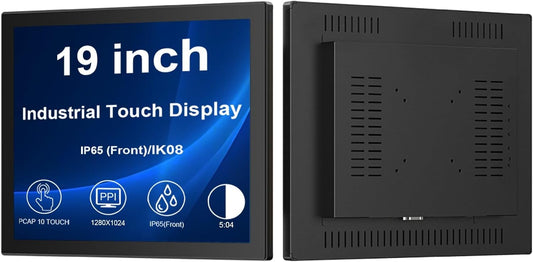 VSDISPLAY 19-inch industriële touchscreen monitor, 1280 × 1024, 250 nits, IP65 voorkant, 10-punts aanraking, 5:4 beeldverhouding, brede temperatuur