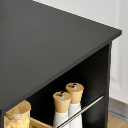 HOMCOM bar table modern dining table desk with 3 storage surfaces black chipboard 112 x 57 x106 cm - QUORE