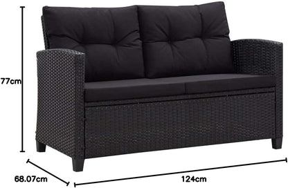 vidaXL Lounge Set with Cushions 6-Piece Garden Set Furniture Set Garden Garden Furniture Set Lounge Furniture Set Lounge Furniture Lounger Furniture Poly Rattan Black - QUORE