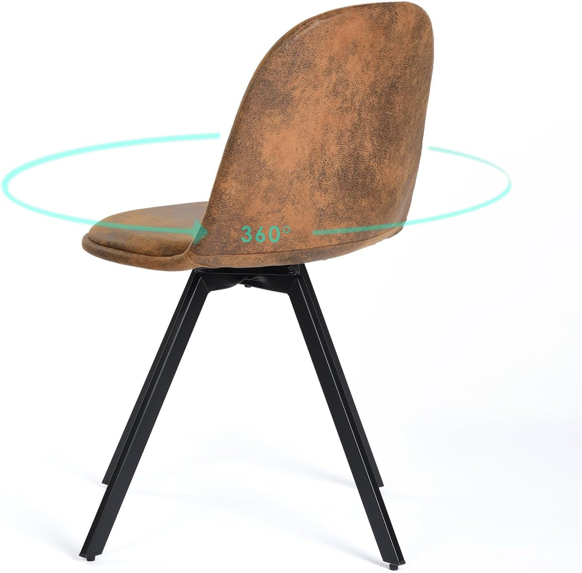 FurnitureR Rolling Seat Eetkamerstoelen, Beddengoed, Suede Bruin, D38xB44xH84CM