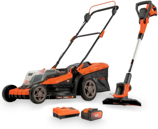 Accu Grasmaaier – Elektrische Grasmaaier – Tuinmaaier – Draadloze Grasmaaier – Grastrimmer – 40 V 420 mm Maaibreedte – 20 V 240 mm Trimmerdiameter – Inclusief Accu en Oplader
