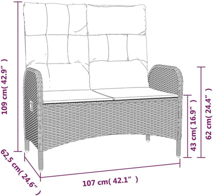 vidaXL 3-piece Garden set with cushions poly rattan grey - QUORE