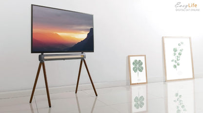 Tv-Statief – Tv-Standaard – Tv-Houder – Monitorhouder – Tv-Ezel – 4-Poots Grafiet/Walnoot Donker – In Hoogte Verstelbaar Tot 70 Inch En 40 Kg – LED-Sfeerverlichting Met Afstandsbediening