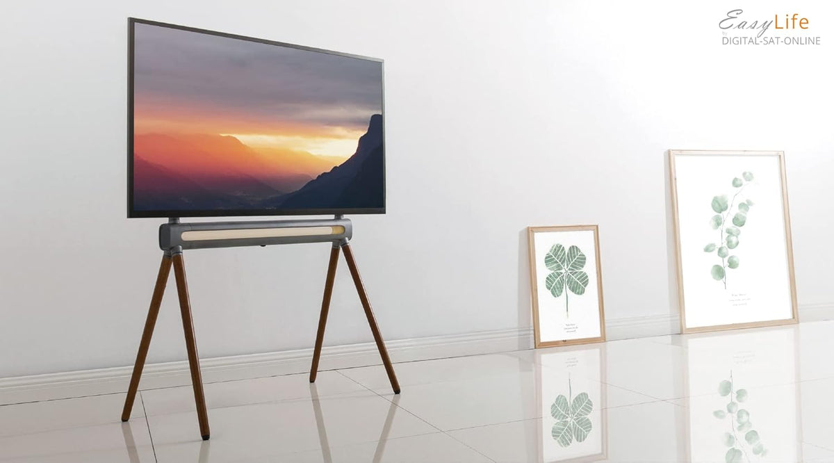 Tv-Statief – Tv-Standaard – Tv-Houder – Monitorhouder – Tv-Ezel – 4-Poots Grafiet/Walnoot Donker – In Hoogte Verstelbaar Tot 70 Inch En 40 Kg – LED-Sfeerverlichting Met Afstandsbediening