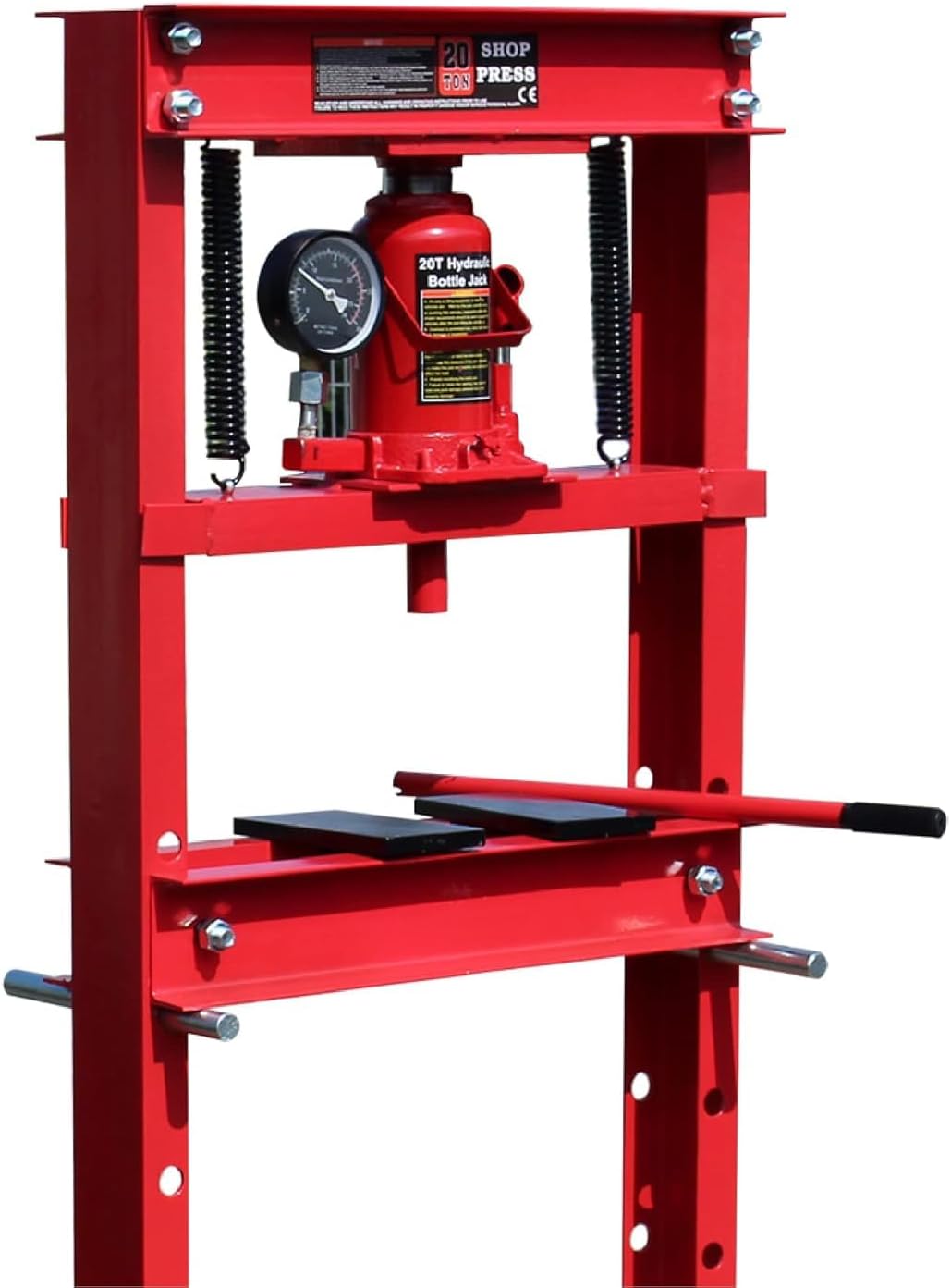 Wiltec werkplaatspers 20 t hydraulische persdrukmachine met manometer persmachine rood