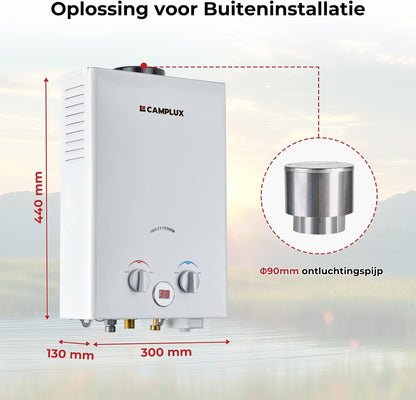 Camplux BW158C 6L Tankless Gas Boiler, Draagbare LPG Douche voor Camping, RV, Wassen Paarden