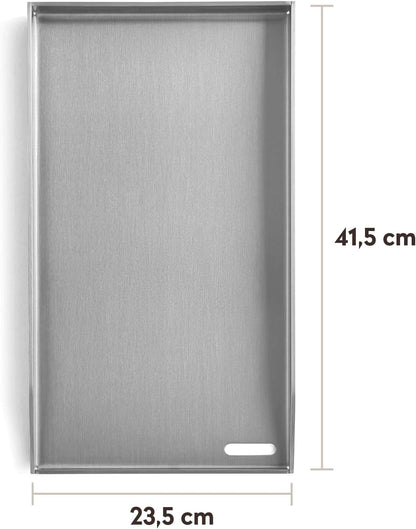 Plancha Grillplaat BURNHARD® RVS 4mm, opstaande rand 3,5cm, geïntegreerde vetafvoer, roestvrij, vaatwasserbestendig – FRED EARL
