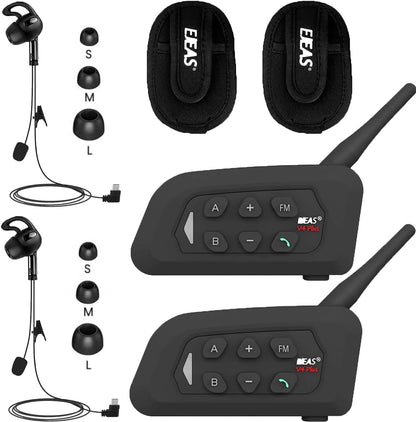 SolaMr V4C Plus Scheidsrechtersintercomhelmhoorn, Bluetooth 5.1 Sprekers Voor Het Rechteroor, Interfoniekencommunicatiesysteem met CVC Geruisreductie, FM Radio en 4 Weg Intercom tot 1500 Meter - 2 Pak