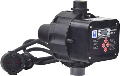 Agora-Tec® Pompbesturing, drukschakelaar, doorstroombewaker, bekabeld (in- en uitschakeldruk instelbaar) met droogloopbeveiliging, overdrukbewaking, lekweergave