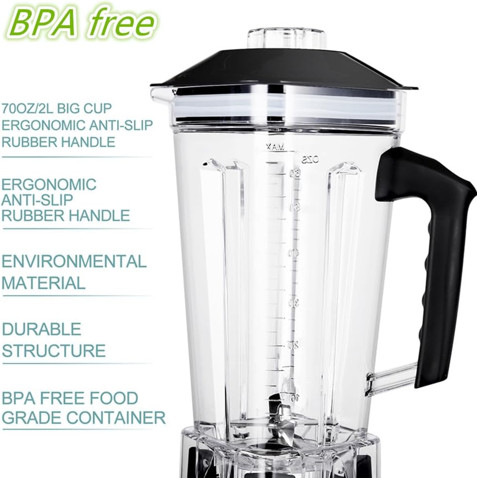 Professionele blender, 2200 W, huishoudelijke en commerciële high-performance mixer voor shakes en smoothies met 2 liter BPA-vrije Tritan-kruk, timer (blender)