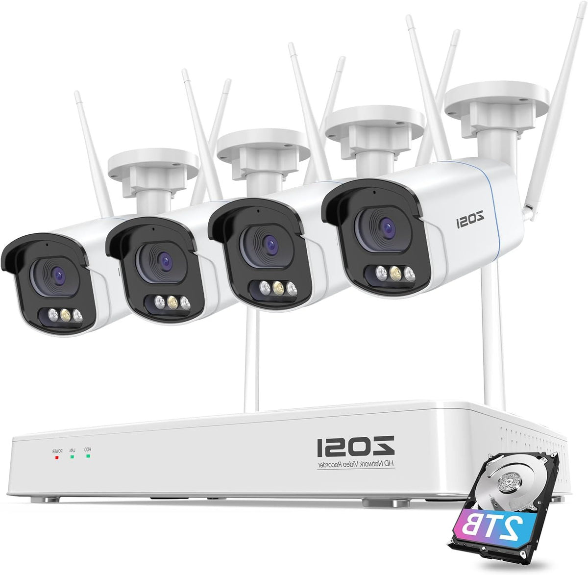 4MP WiFi Buitencameraset – Draadloze Beveiligingscamera – Surveillance Systeem – Buiten Camera Kit – 2TB Opslag – Gekleurd Nachtzicht & Persoonsdetectie