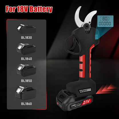 NUZEKY Elektrische Takkenschaar: Bypass, Zwart, 5 cm, 2.3 kg, 2 Ah Lithium, 40 mm Takken, Draadloos, 2 m Verlengstang