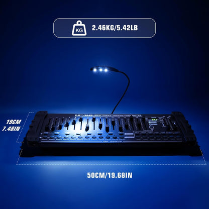 384-Kanaals DMX512-Bedieningspaneel – Lichttafel – DMX-Controller – Lichtconsole – Verlichtingscontroller – 30 Banken Met 240 Scènes – 6 Chases Met Fade-Tijd