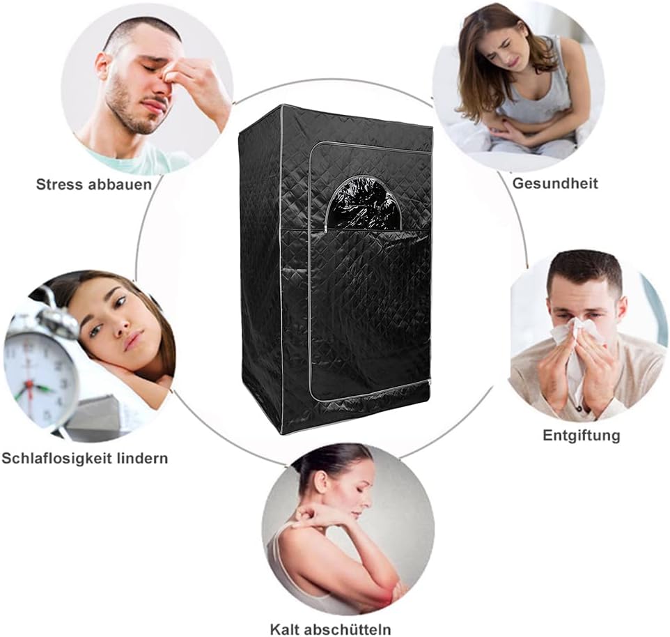 Infraroodsauna – Draagbare Sauna – Opvouwbare Saunatent – Wellness Cabine – Persoonlijke Spa – Zwart – 1000W Stoomvermogen – Afstandsbediening Met Temperatuurregeling - QUORE