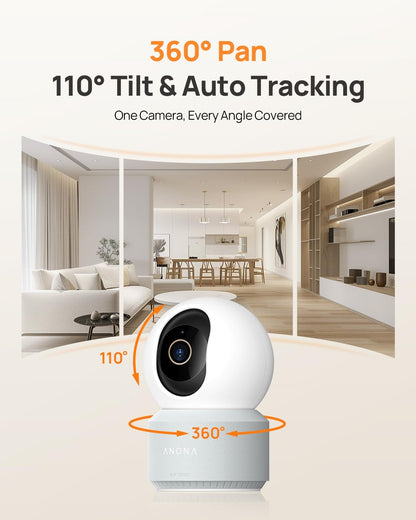 4K HD Bewakingscamera – Beveiligingscamera – Camerabewaking – Binnencamera – Wifi Camera – 360° Panoramisch & AI-detectie – Twee-weg Audio & Wifi 6 Verbinding – 2 Stuks Set