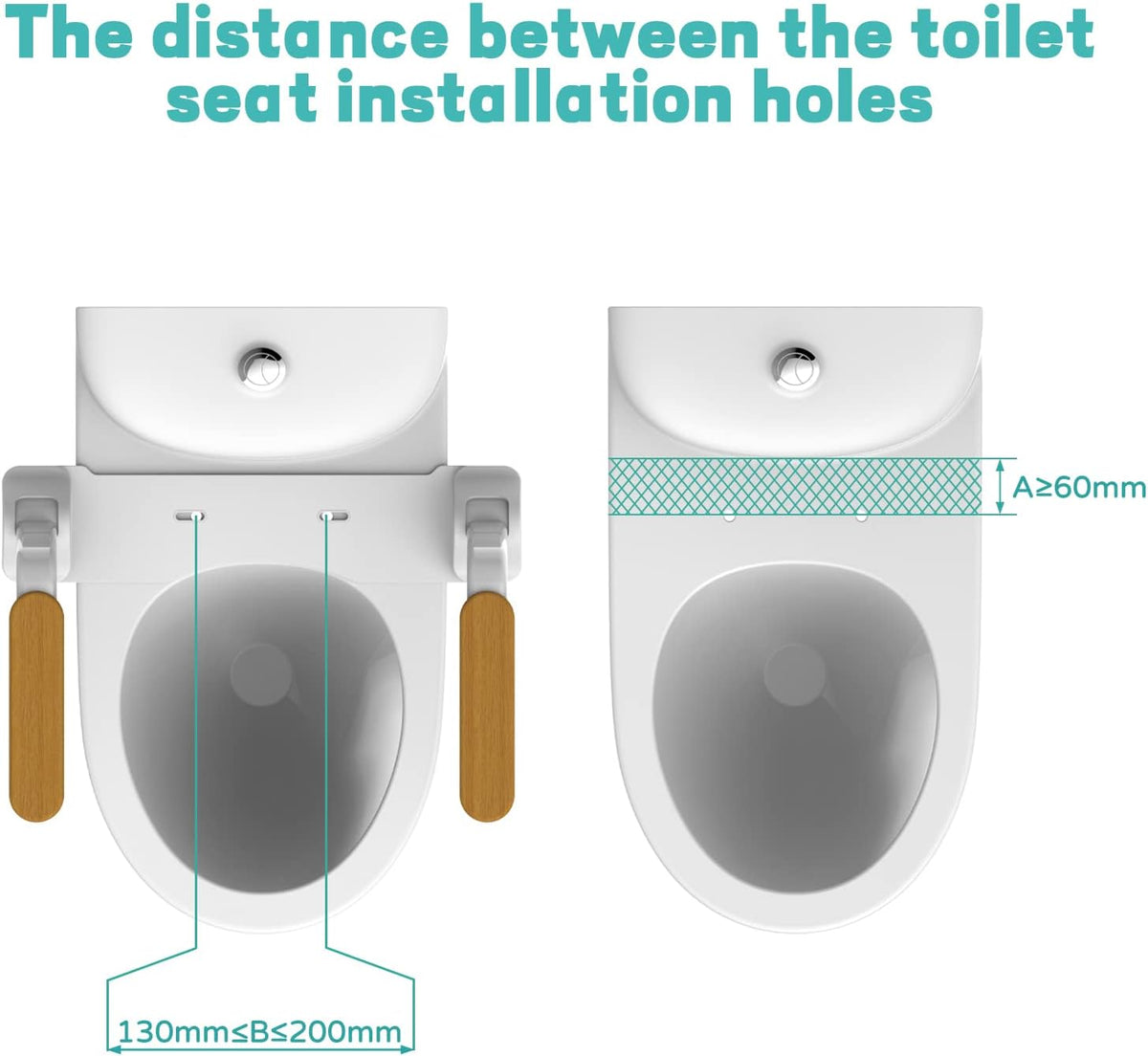 Toiletveiligheidsrails, Opvouwbare Toiletbrilverhoger met Handgrepen, Robuuste Toiletsteun Zonder Boren, Toiletsteunframe, Toiletgreep voor Gehandicapten, Toiletframe Vrijstaand (Hout)