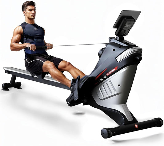ISE Roeitoestel voor thuis, magnetisch roeitoestel met app en lcd-display en 8 weerstandsniveaus, stil, magnetisch roeitoestel, stil thuisroeitoestel voor cardio-training, indoor-apparaat voor