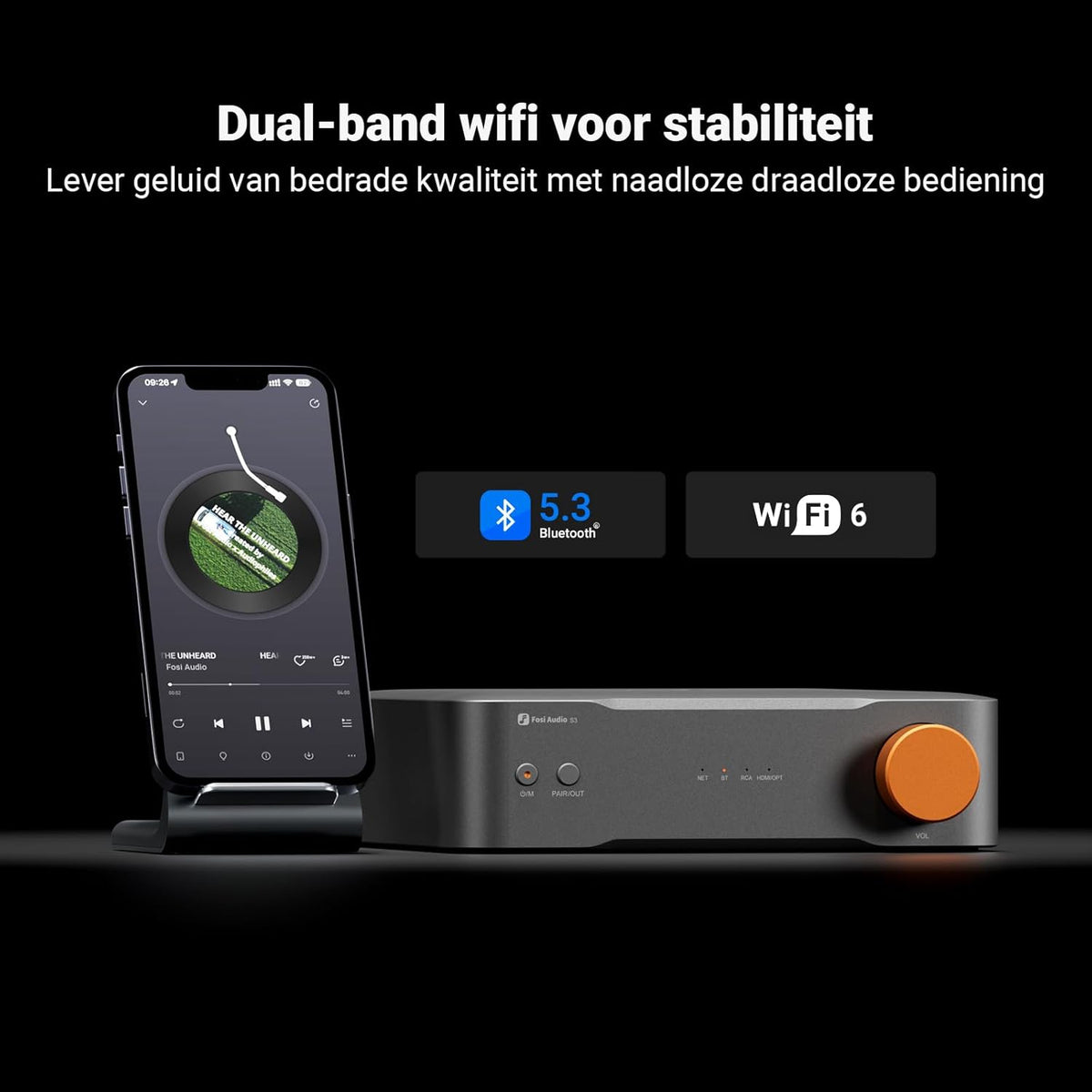 Fosi Audio S3 HiFi-muziekstreamer Digitaal-voorversterker, AK4493SEQ DAC Wi-Fi 6 Bluetooth 5.3, met XLR gebalanceerd/optisch/sub-uitgang/HDMI eARC, AirPlay 2 Spotify Connect Tidal, 5-bands EQ