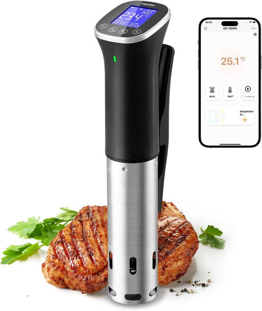 Sous Vide, Sous Vide Stick ISV-300W WLAN Professioneel keukenapparaat, 0-90℃ lage temperatuur garen | APP-recepten, IPX7 waterdicht, ±0,1 °C nauwkeurige en constante temperatuur