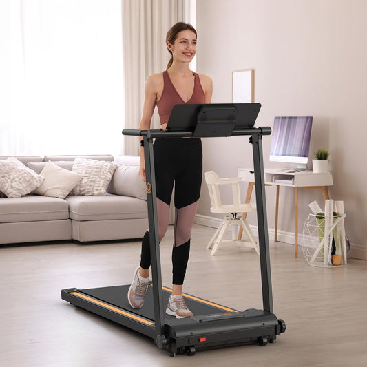 UREVO Foldi Mini Treadmill for Home with App, 2-in-1 Hiking Trail with Double Shock Absorption, 1-10 km/h Treadmill, Foldable with Remote Control and LED Display for Home/Office - QUORE