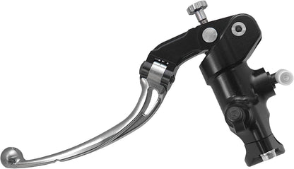 Gesmede koppelingspomp 16 x 16 met zwart geanodiseerde pompbehuizing, lange hendel zilver (knop + hendel) voor Ducati Panigale V4 van 2018 tot 2022, CC 1103