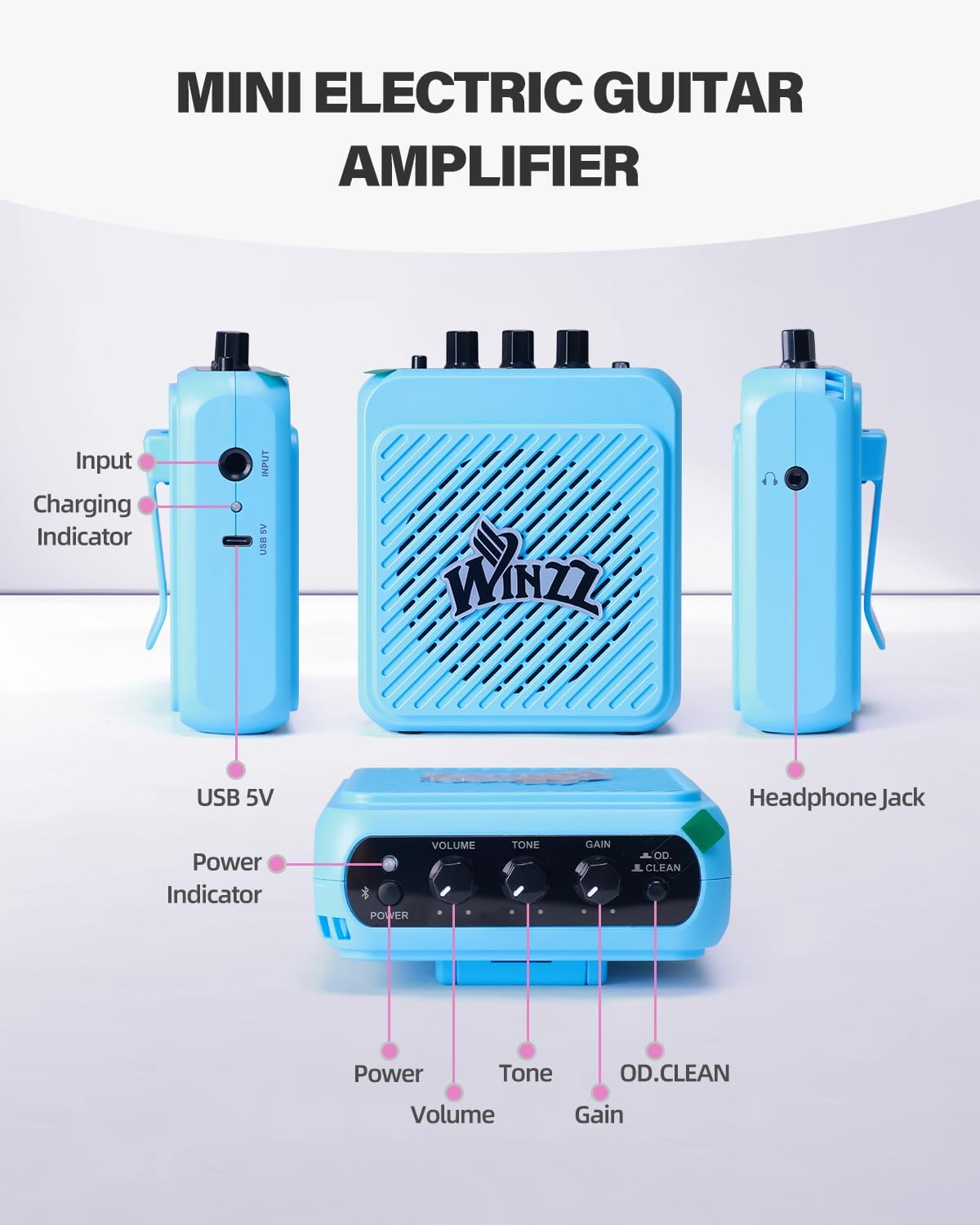 Winzz 30 "Kinderen Elektrische Gitaar Beginner Elektrische Gitaar Set voor Kinderen (Blauw)