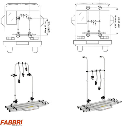 Bicycle carrier for 3 wheels for motorhomes and caravans - Bici OK Camper 47/87 - QUORE