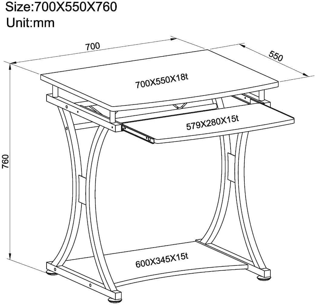 Techly Compact pc-bureau met afneembare lade, grafietzwart (ICA-TB 328BK)