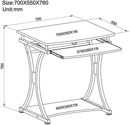 Techly Compact pc-bureau met afneembare lade, grafietzwart (ICA-TB 328BK)