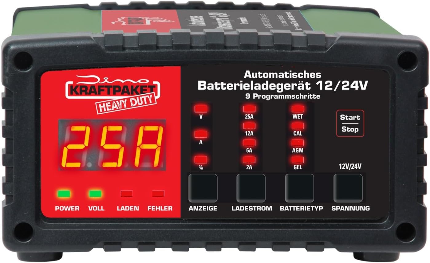 Acculader – Autolader – Batterijlader – Accu Oplader – Batterijoplader – Intelligente 9-Traps Automatische Laadprogramma’s – Geschikt Voor 12V/24V Loodzuur, GEL, AGM, EFB, CAL Batterijen