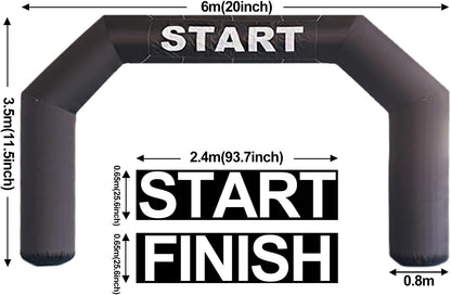 SAYOK Opblaasbare boog voor buiten, opblaasbare boog Archway Start opblaasbare aankomstlijn, banner, raceboog met beluchter voor reclameevenementen (zwart, 6 m)