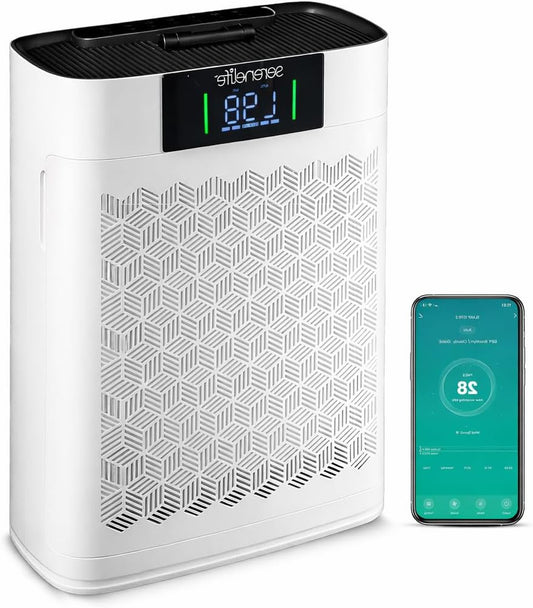 SereneLife HEPA Air Purifier for Home – Smart WiFi & App Control, Ultralight and Quiet Air Purifier for Bedrooms and Large Spaces – Removes Dust, Pet Hair and Odors – up to 100 m² - QUORE