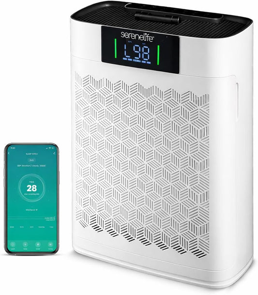 Luchtreiniger met HEPA Filter Wit – Luchtzuiveraar – Luchtzuiveringsapparaat – HEPA Luchtfilter – Air Purifier – Voor Ruimtes Tot 50 m² – Slimme WiFi & App-Bediening
