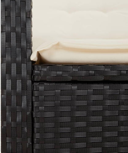 Gecheer Polyrattan Garden Chair with Cushions Outdoor Garden Chair Rattan Adjustable Rattan Backrest Black - QUORE