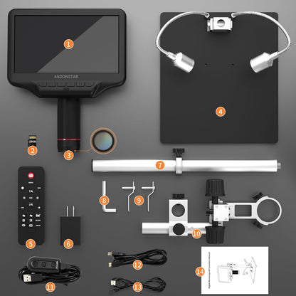 AD407 Pro 3D HDMI Soldering Digital Microscope, 4MP 2160P UHD Video Record, 7 inch Adjustable LCD Screen USB Video Electronic Microscopes for Repairing, Circuit Board, SMT SMD DIY