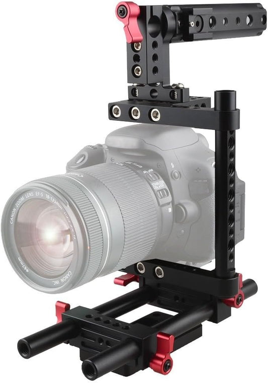 CAMVATE Camera Cage Rig Top Handvat Statief Mount Plaat voor Nikon Sony Panasonnic (rood)