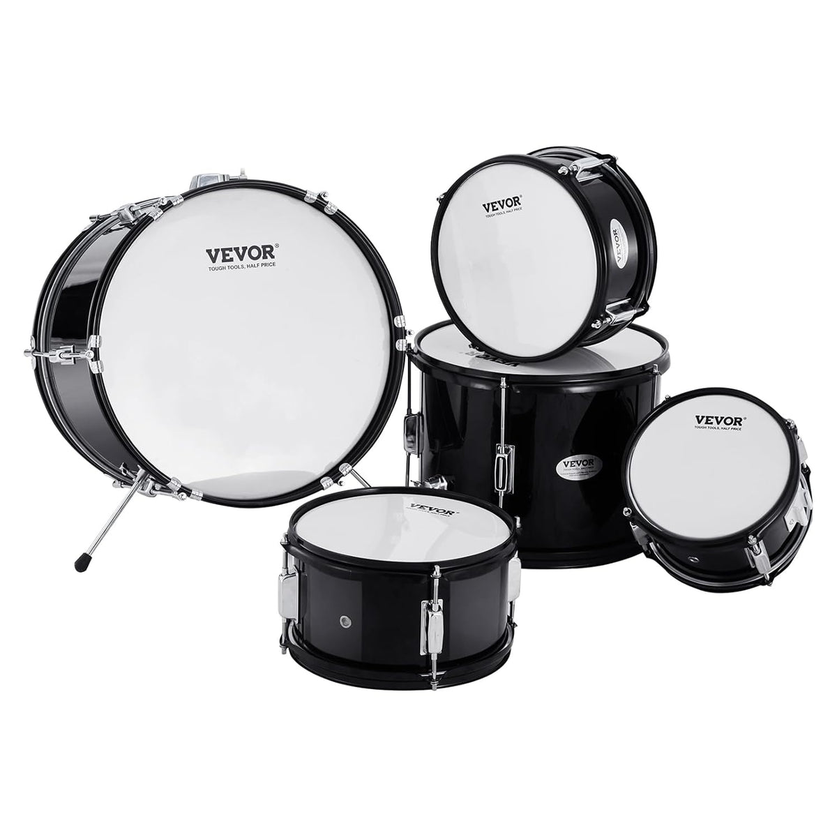 Kinderdrumset – Drumstel Kinderen – Drumset Kinderen – Kinder Drumstel – Junior Drumset – 5-Delig Zwart – Populierenhouten Klankkast – Verstelbare Drumkruk Met 4 Standen